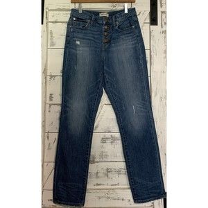 Madewell Size 26 Jeans Denim The High Rise Slim Boyjean Distressed Button Fly